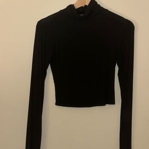 Black turtle neck crop top